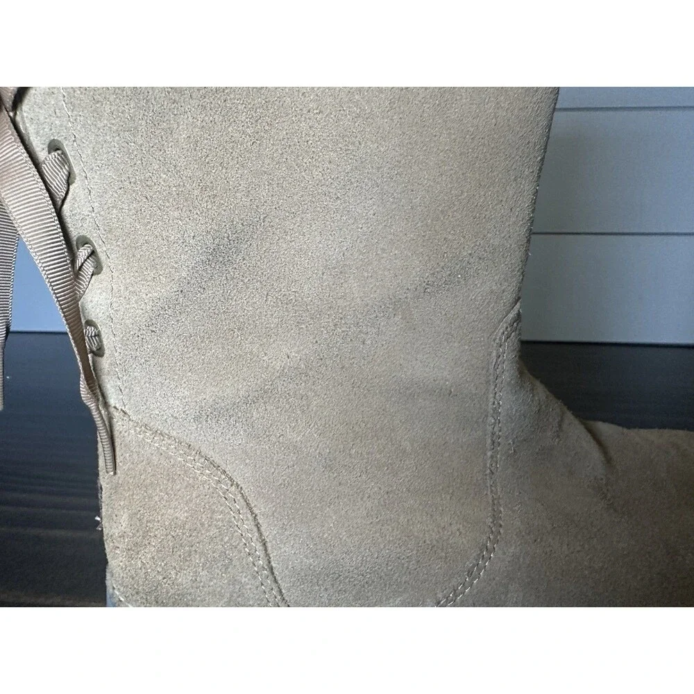 UGG Corene Chesnut Tan Suede‎ Side Zipper Lace Up Back Boots Youth 4